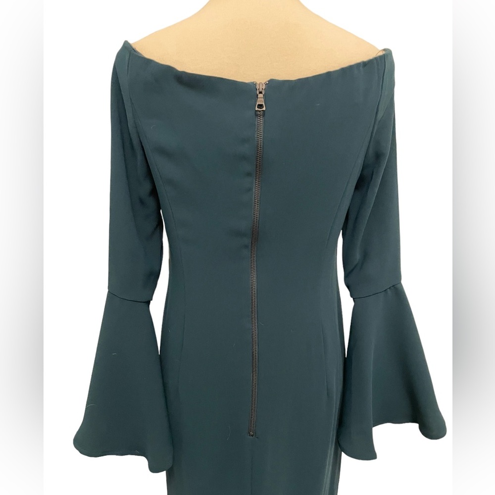 Bardot Teal Off The Shoulder Long Bell Sleeve Dress - Picture 10 of 11